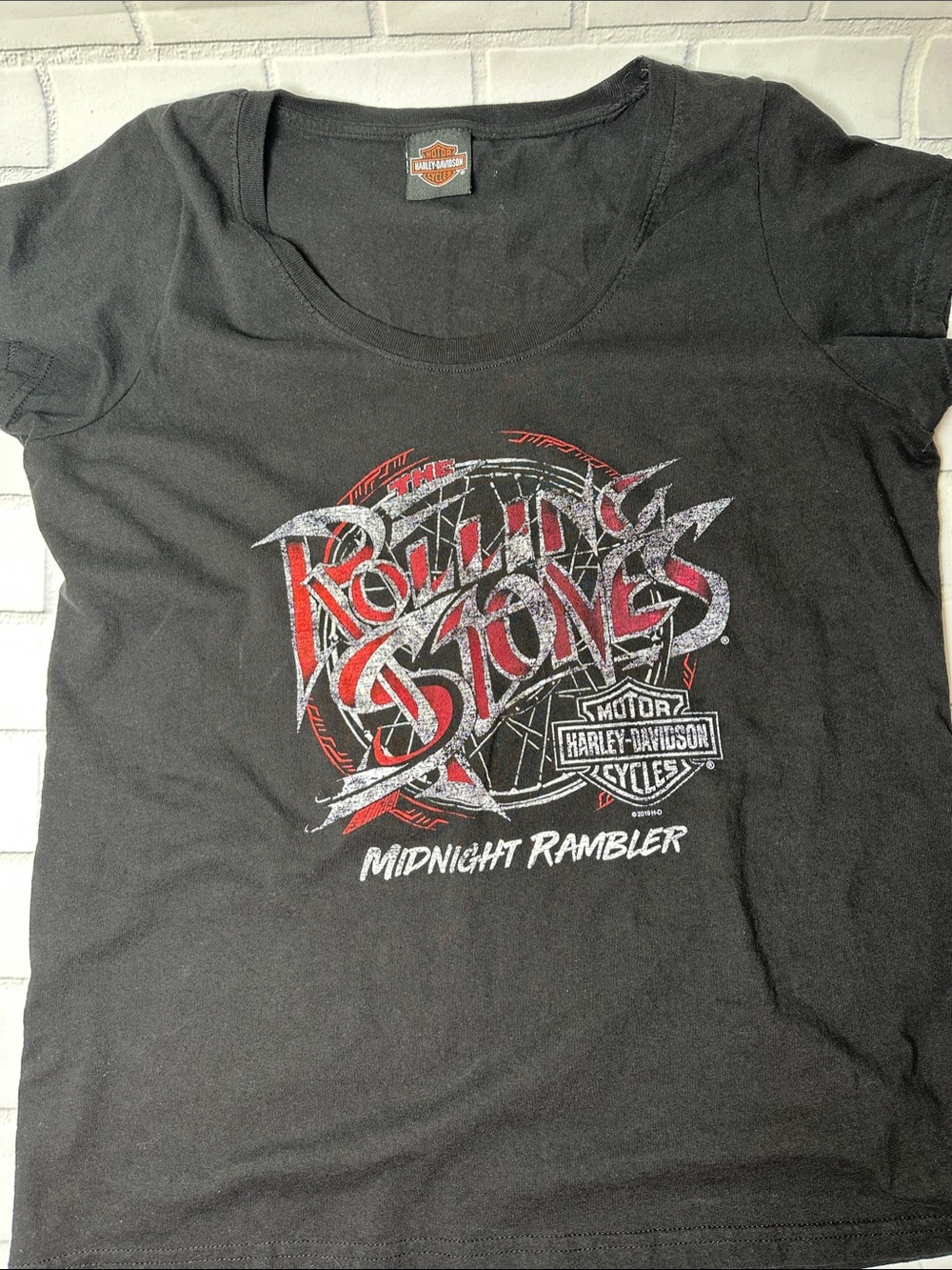 Harley-Davidson Black Rolling Stones Midnight Rambler Graphic Tee Sz L